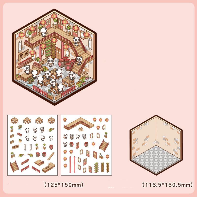 Мультфильм Еда Уличный Пейзаж Наклейка Сцена из Хижины DIY Игрушка Игра Наклейка Фестиваль Подарок На День Рождения для Детей Девочек и Детей