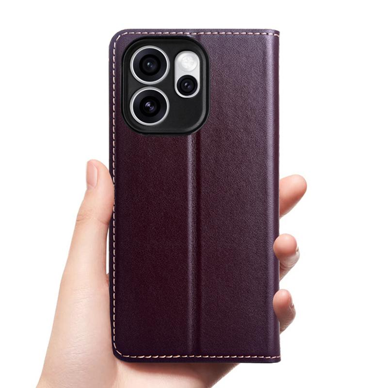 Для OPPO Reno 15 15F Reno15 Pro Max 5G Чехол-книжка Текстура Наппа Магнитная крышка Натуральная коровья кожа Карман для карт Кошелек Чехлы