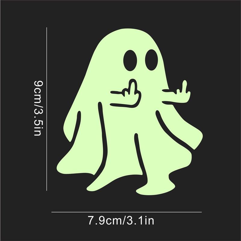Светящаяся наклейка на автомобиль Призрак Милая Забавная, Смешная наклейка с Хэллоуинским узором для электрического мотоцикла