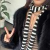 Y2K черно-белый полосатый шарф Harajuku вязаный тонкий узкий женский шарф украшение утолщенный теплый шейный платок длинный галстук