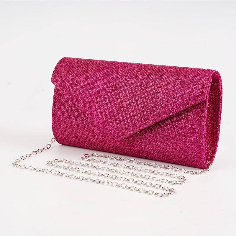 1PC Women Envelope Evening Bag Glitter Ladies Chain Shoulder Bags Shiny Silver Long Purse Female Wedding Party Clutches Mini Handbag