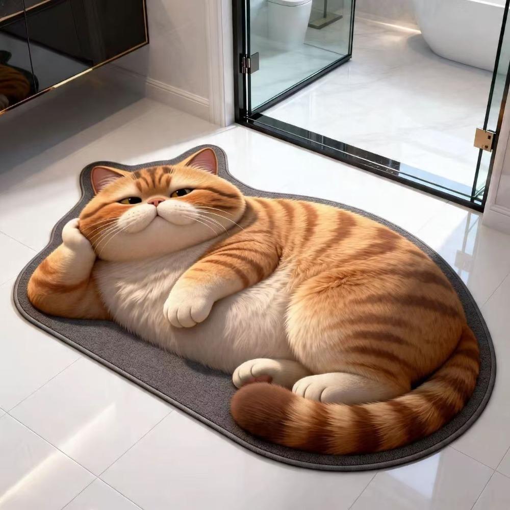 Реалистичный 3D коврик для пола в виде кота из диатомита, коврик для двери в спальню, милый коврик для ванной, декор для дома