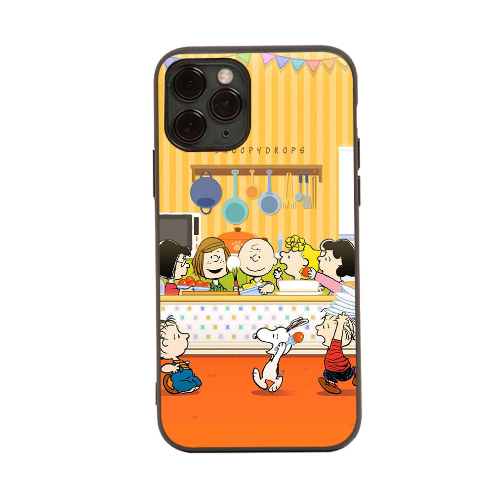 SM15 Snoopy Friend Black Sofe Case for Samsung Note 20 Lite S24 Ultra S23 A03 A05 A06 A11 A71 A15 A16 A13 A24 A25 A33 A52 A53 A50 M55 M35 Plus