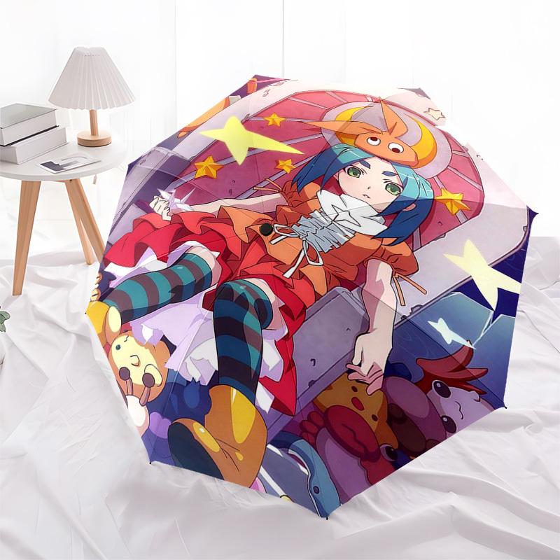 1pc Outdoor Umbrella with Cute Anime Characters - Automatic Opening/Closing, Portable 3-Fold Design, 8-Rib Iron Frame - Perfect Gift for Fans, Tr