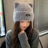 New Hat Female Cute Knitted Hat Plush Head Hat Sweet Warm Ear Protection Hat Ear Cold Hat Thick