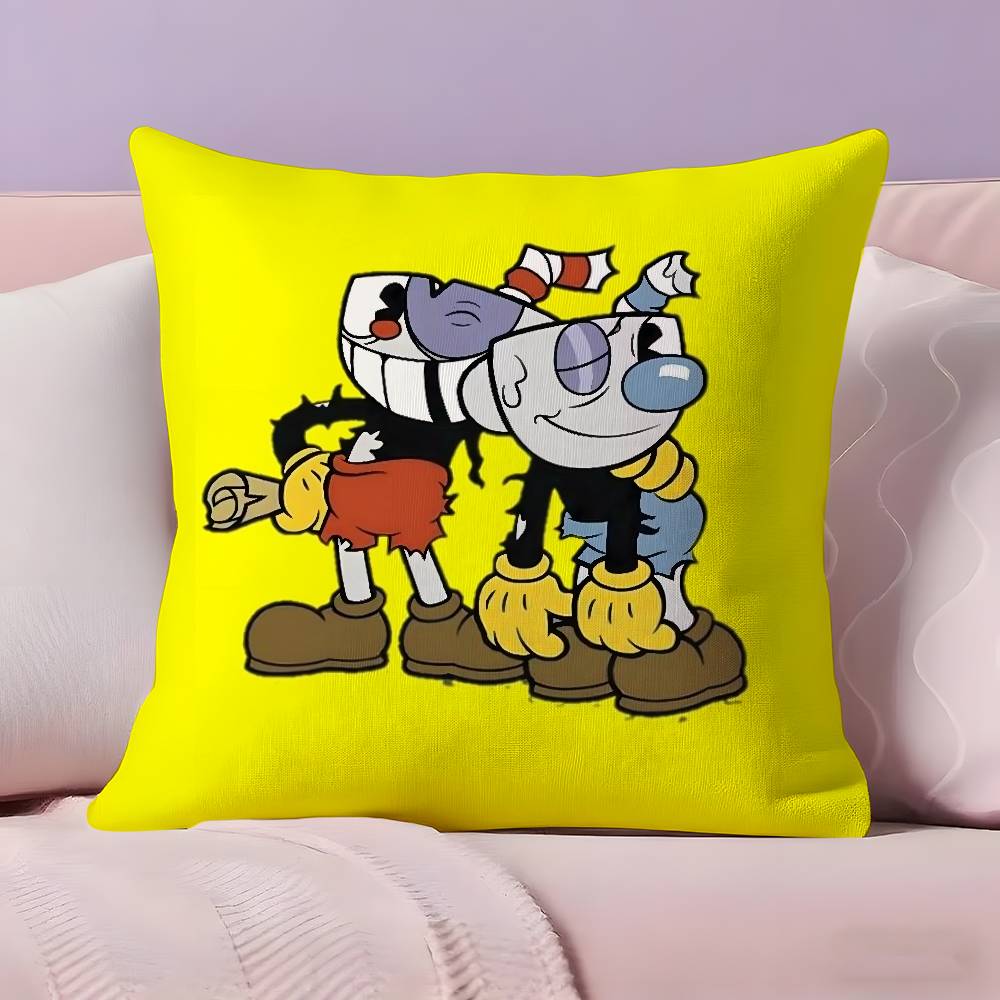 Классическая Милая Наволочка для Подушки C-Cuphead Ультра Мягкая Кожевенная Ткань Облачное Комфортное Ощущение и Скрытая Молния