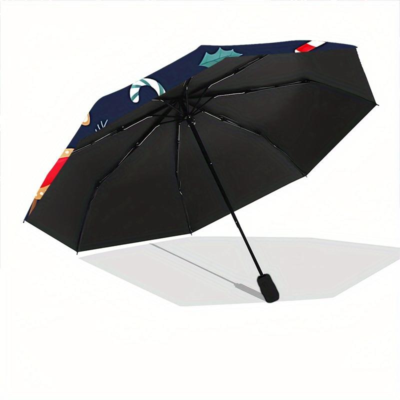 1pc Christmas Cookies Automatic Open/Close Umbrella with One-Touch Button, Compact Folding Canopy, Sturdy 8-Rib Windproof Design -112