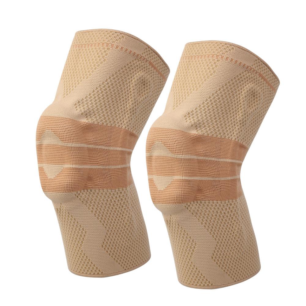 Золотые противоскользящие силиконовые наколенники для бега, баскетбола, спортивной защиты, унисекс, вязаное защитное снаряжение