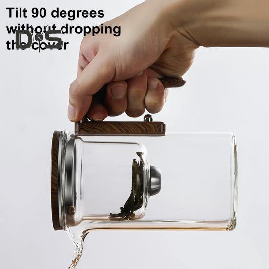 Стеклянный чайник с разделением воды, деревянная ручка, стеклянный чайник с заварочным устройством, носик без подтеков, чайник для заваривания чая