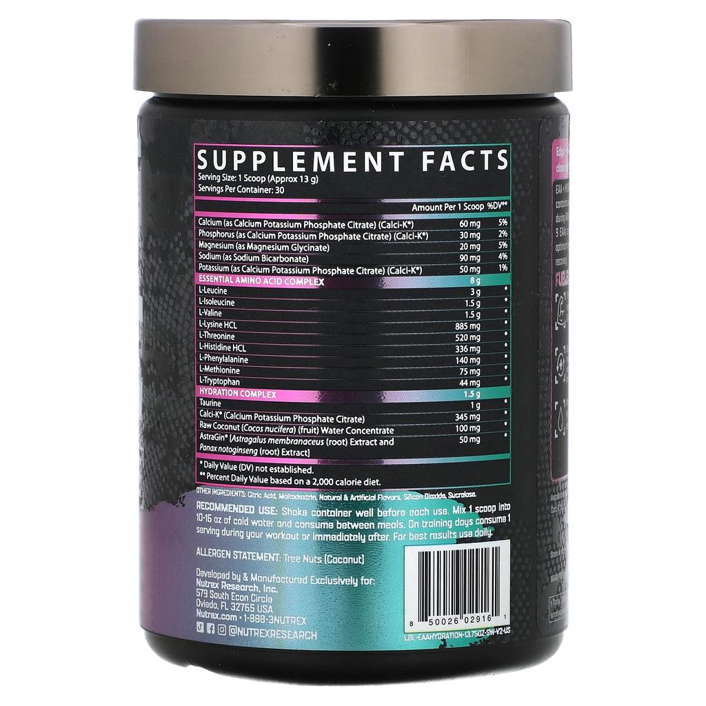 Nutrex Research EAA and Hydration, Strawberry Watermelon Flavor, 13.76 Oz (390 G)