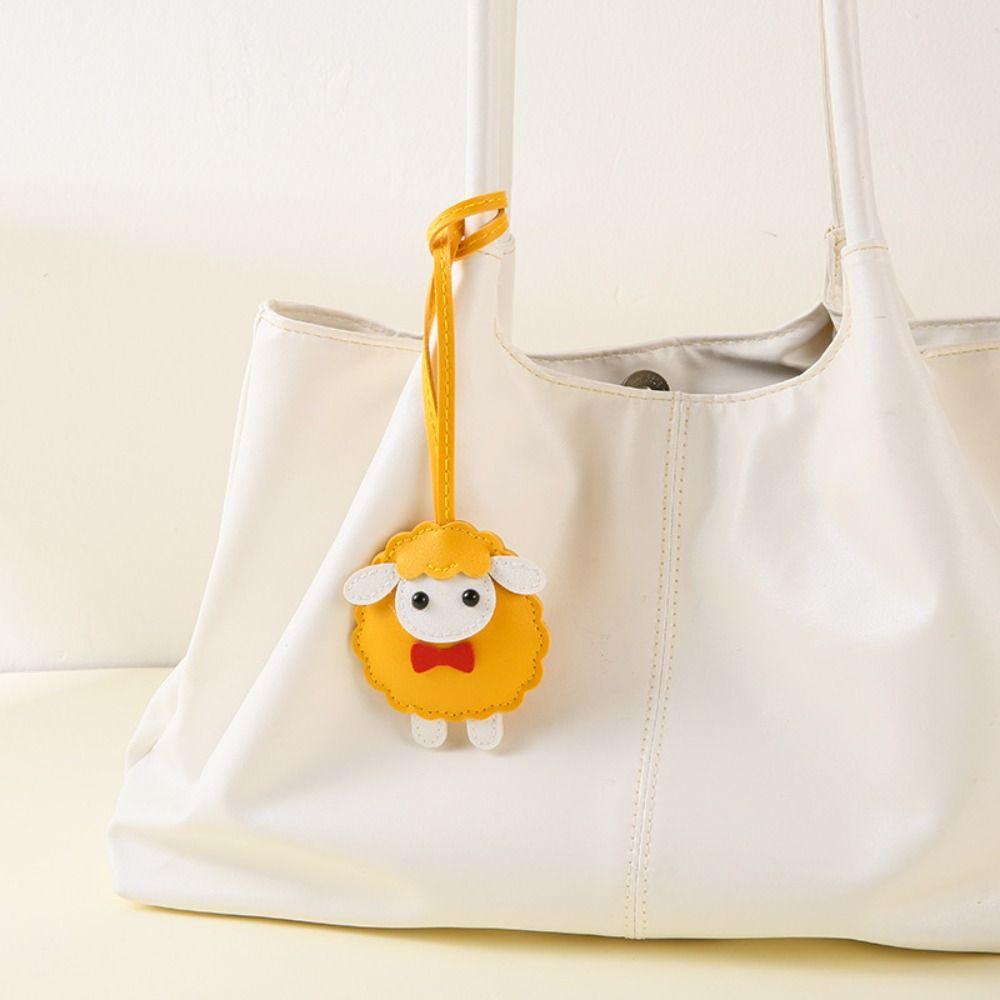 Goat PU Leather Sheep Keychain Cartoon Sheep Bag Charm Trendy Lamb Pendant Keyring Women