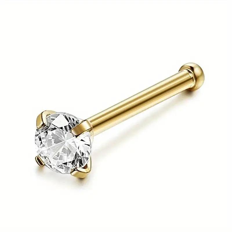 1Piece Surgical Steel Crystal CZ Nose Ring L Shape Nose Studs Square Nostril Nose Piercing Body Jewelry Nariz Lote For Women