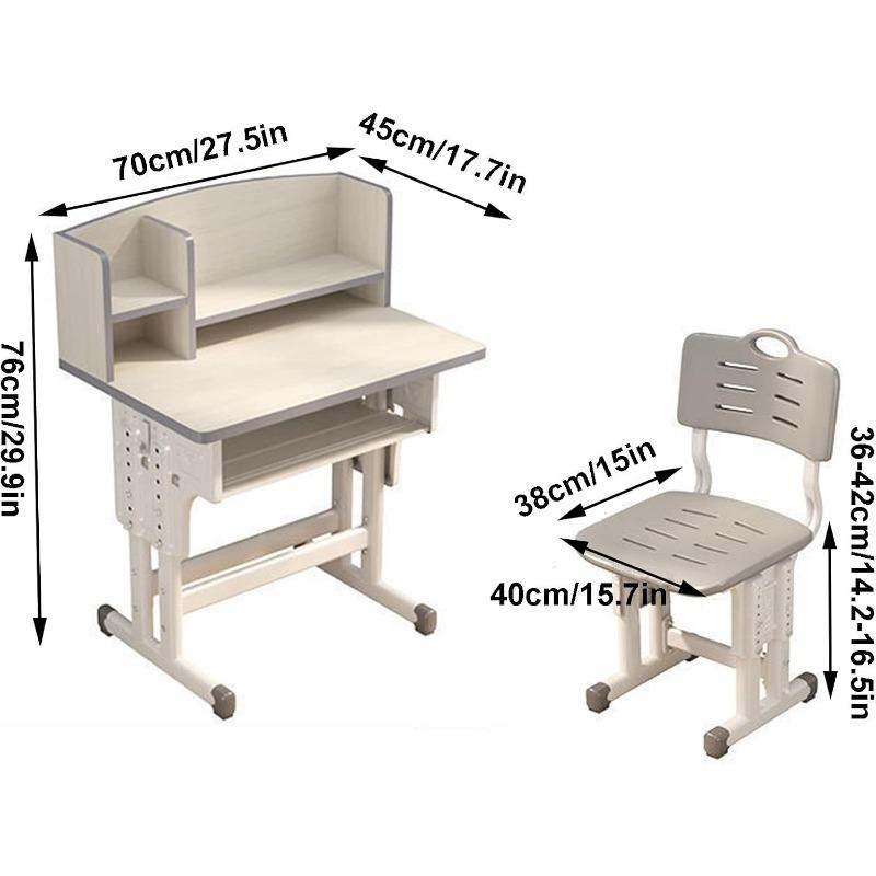 Детский комплект письменного стола и стула, регулируемый по высоте, сверхпрочный, вместительный, стул для учебы с крючком для школьной сумки 45 х 70 см