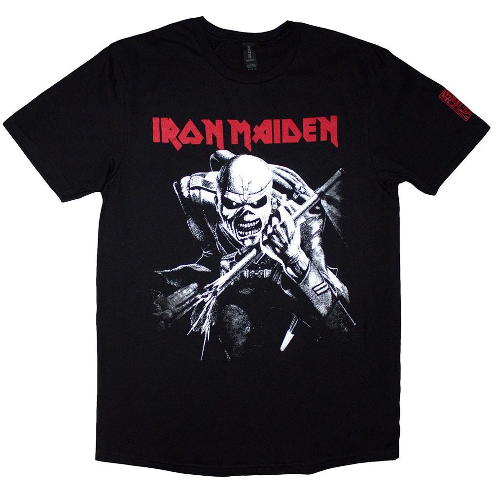 Мужская футболка Iron Maiden 50 Trooper Charge Белая Черная