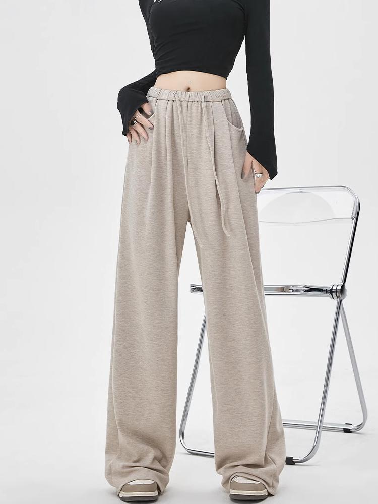 Широкие брюки женские весенне-осенние клейкие рисовые брюки свободные ленивые повседневные брюки с высокой талией корейская уличная одежда