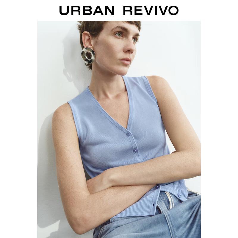 UR 2025 Весенний женский простой вязаный кардиган без рукавов с V-образным вырезом