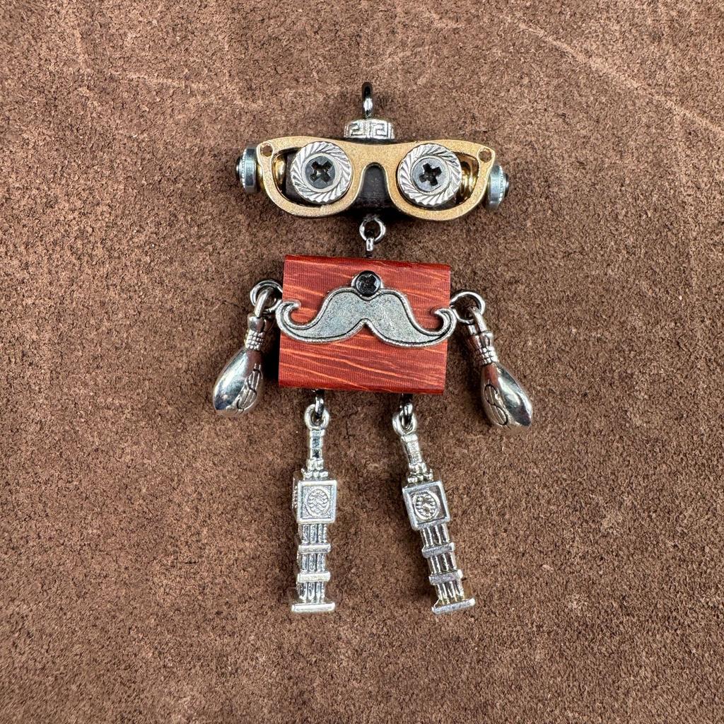 Handmade Punk Robot Pendant Hammer Shovel Axe Microphone Badminton Racket Necklace Mobile Phone Chain Keychain Metal Pendant