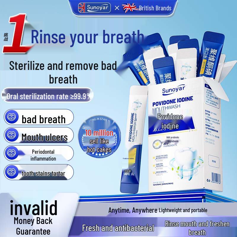 Sunoyar Povidone-Iodine Mouthwash for Fresh Breath