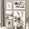 Wall Art Canvas Painting Winter Christmas Tree Deer Heart Pine Livign Room Decoration Posters And Prints Wall Pictures Home Club