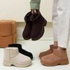 Женские пушистые зимние ботинки с меховой подкладкой, теплые ботильоны до щиколотки из искусственной замши, противоскользящая зимняя обувь для женщин, уличные ботинки на массивной платформе для ходьбы