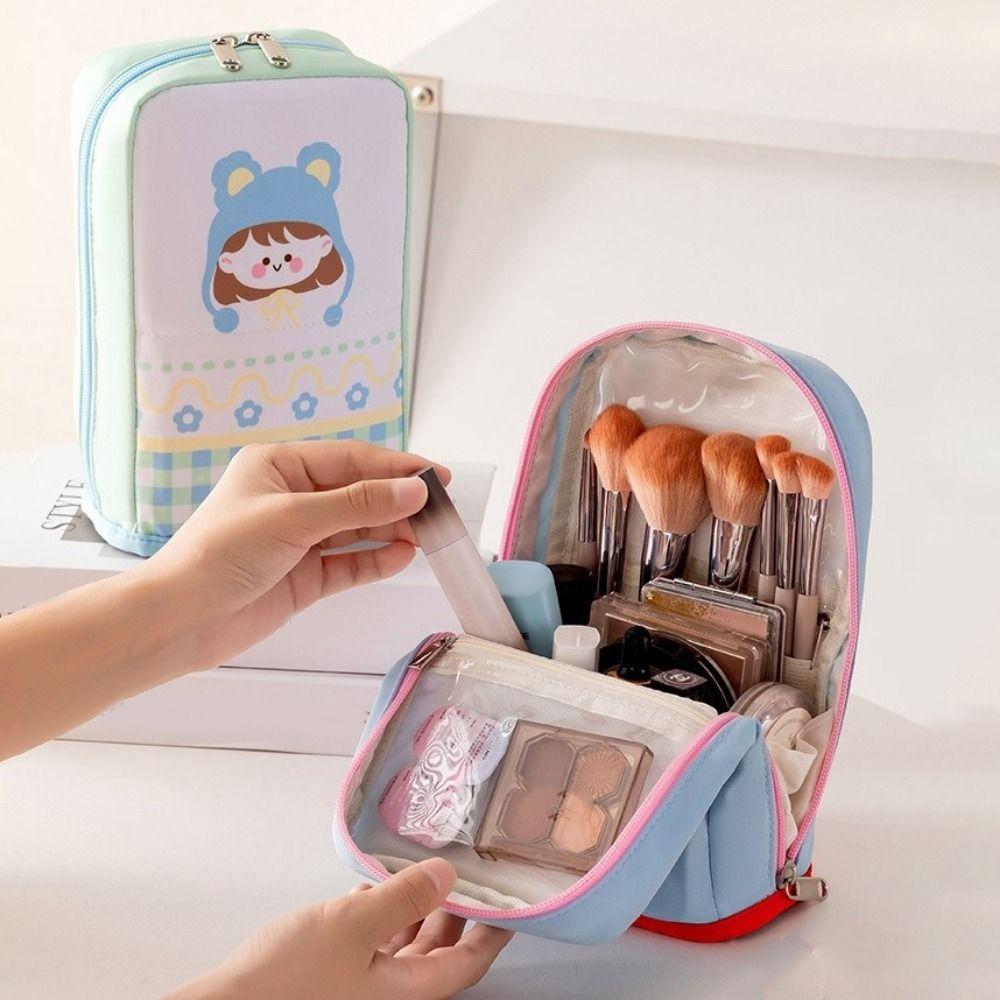 Oxford Cloth Standing Cosmetic Pouch Dust-proof Makeup Brush Holder Makeup Organizer Pen Storage