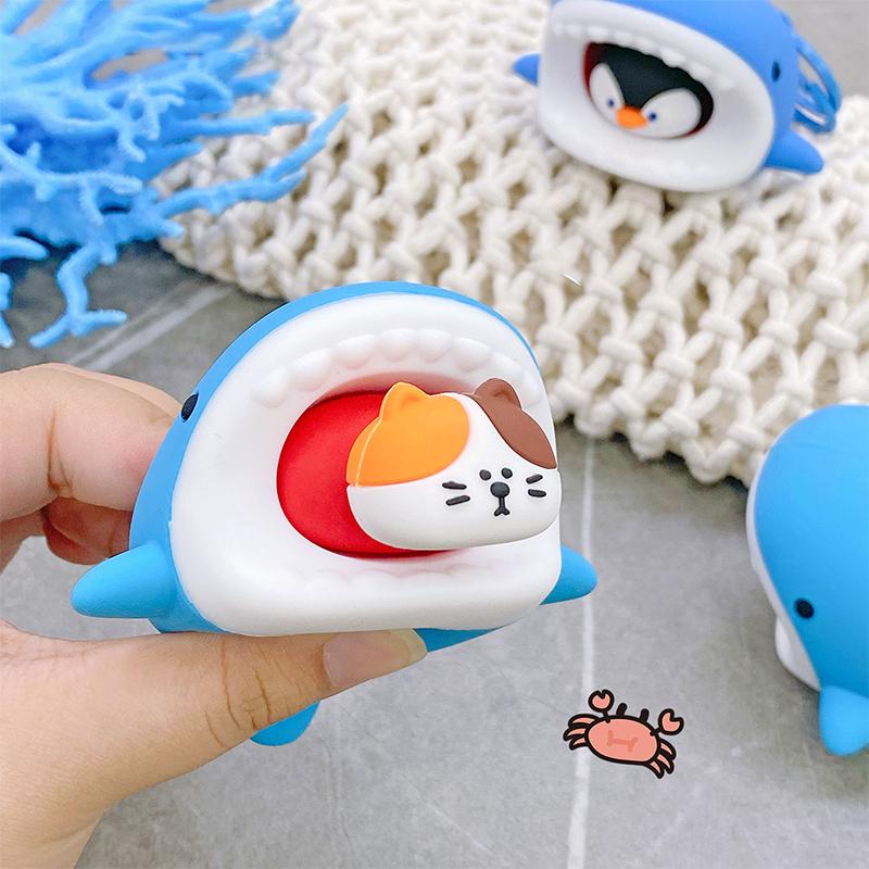 Cat Aquarium Shark Squeeze Keyring Creative Funny Silicone Penguin Pendant Cute Soft Polar Bear Keychain
