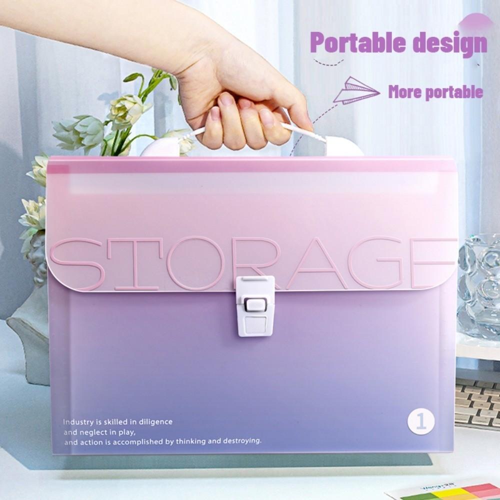 Gradient Color 13 Layer Folder Large Capacity Student Test Paper Storage Bag Office