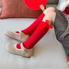 MidTube Bow Hosiery for Kids Cotton Children Long Socks Sleeping New Year Red Socks  Autumn