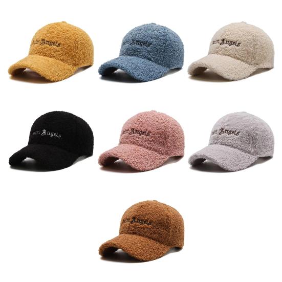 Регулируемые застежки-липучки Бейсболка с удлиненным козырьком Женская Осенне-зимняя Искусственная овечья шерсть Уличная шляпа