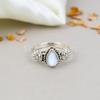 Rainbow Moonstone 925 Sterling Silver Pear Gemstone Boho Style Handmade Ring For Women