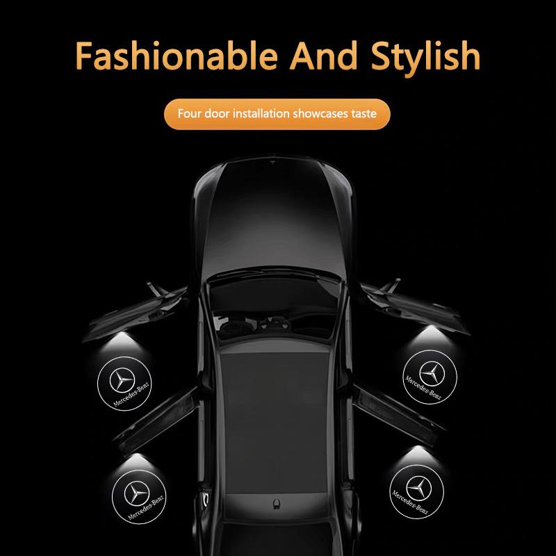TGM3 Carbon Fiber 2PCS Car Door Lights Door Lights Logo Projector Door Welcome Light For Mercedes Benz C180 C200 C260 C300 W108 W124