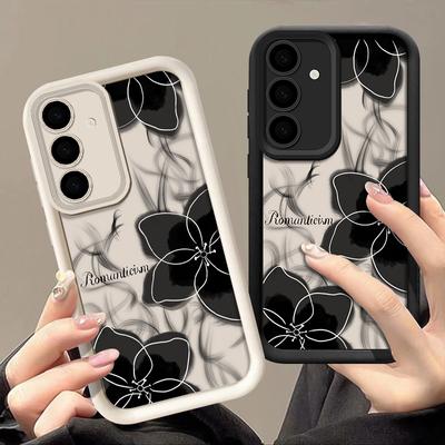 Ударопрочный чехол цвета конфет для Samsung S25 S24 S23 Ultra Plus S22 S21 S20 Fe A55 A54 A53 A35 A34 A25 A15 5g черный цветочный принт силиконовый мягкий чехол
