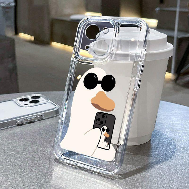Мягкий прозрачный чехол для телефона Samsung Galaxy S26 S25 S24 S23 Ultra S22 Plus S21 FE A56 A34 A54 A35 A55 A37 A57 5G Мультяшная утка
