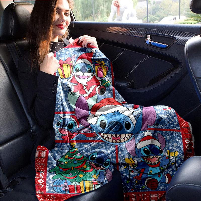 1pc. Christmas Stitch Cartoon Blanket, Festive Home Decor, Seasonal Throw for All Seasons, Unique Gift Idea for friends and familyE048
