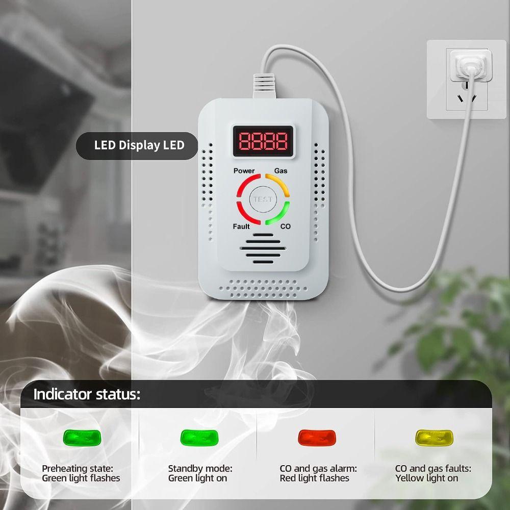 LCD Display Gas Detection System Environmental Sensors Plugs & Play Gas Alarm Garage