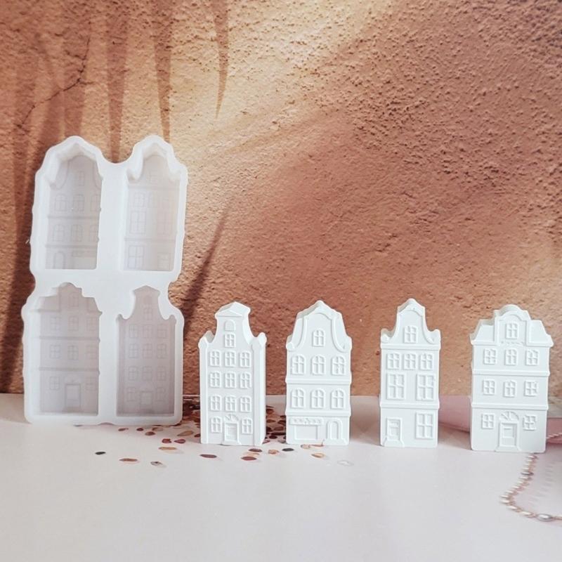 Food Safe Silicone House Molds for Home Decors Party Crafts Candle Soap Making Reusable Family Friendly Activity Set