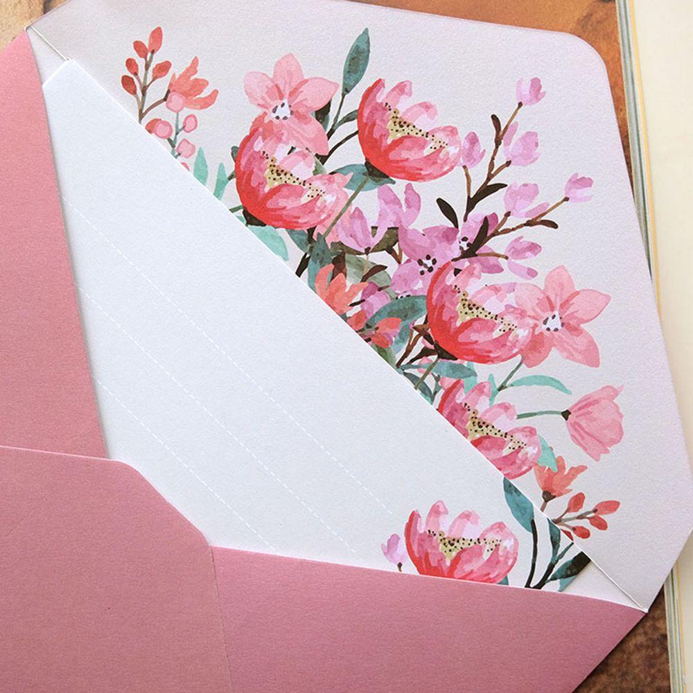 Invitation Card Office School Floral Pattern Paper Printed Flower Letter Envelopes Set Love Note