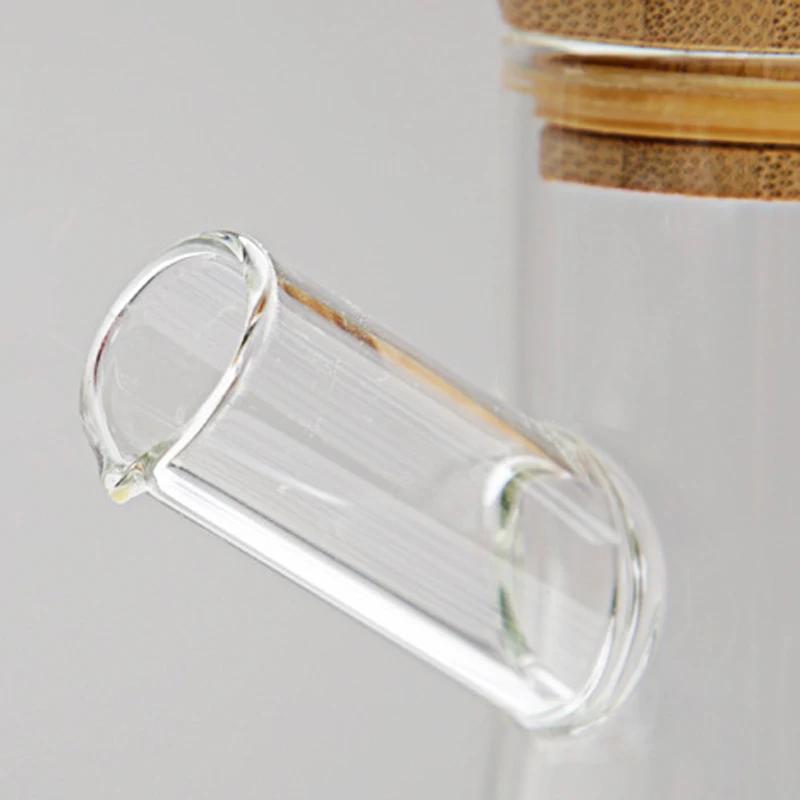 Transparent Glass Oil Bottle with Lid Handle Scale Heat-resistant 500/800ml Soy Vinegar Sauce Environmental Protection Container