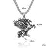 Retro Style Greek Mythology Titanium Steel Pegasus Unicorn Necklace, Double-Winged Pendant For Men And Women