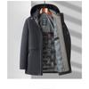 Men's Winter Mid-length Coat Warm Dad Jacket Coat Hat Detachable Long Coat