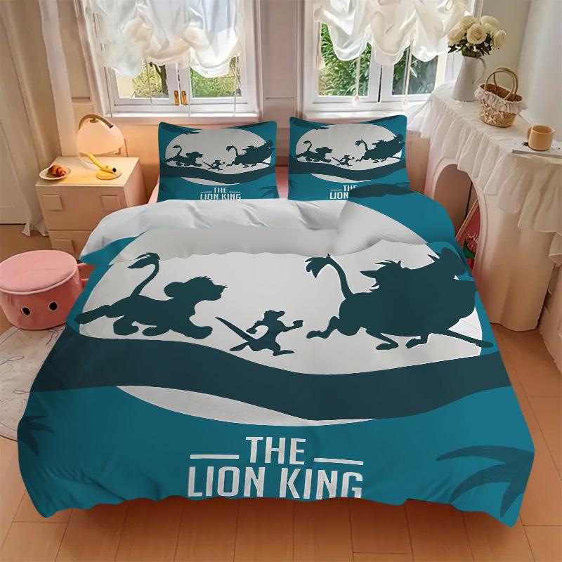 3pcs set Lion King1pc of quilt cover+2pcs of pillowcase, no core, print bedding, All Seasons Bedroom Setting023