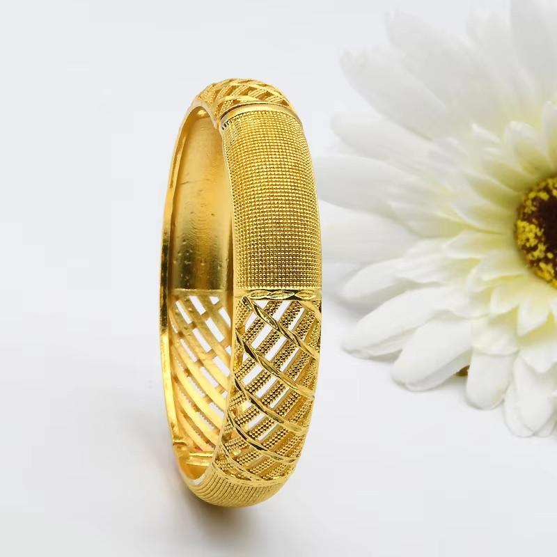 Luxury Dubai Bridal Bangles Gift 24K Gold Plated Indian African Bracelets Charm Wedding Nigerian Arabic Hand Jewelry for Women