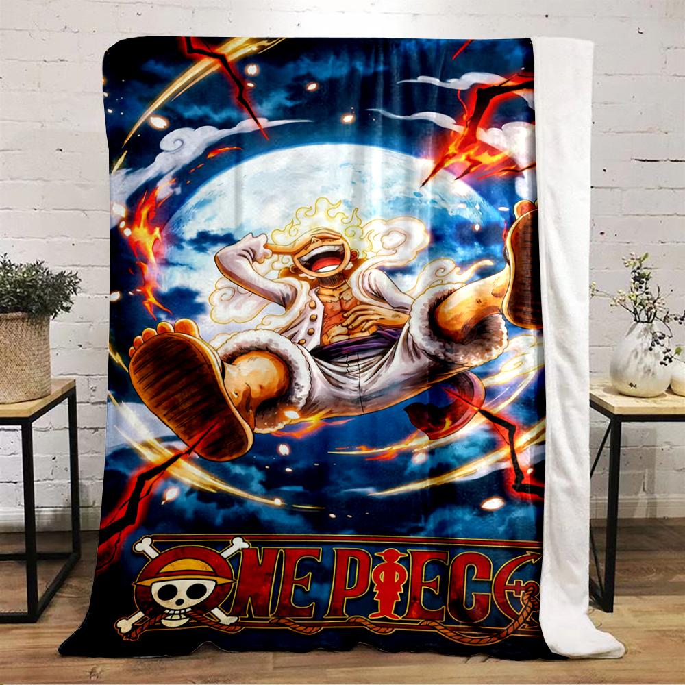 One Piece Luffy Gear 5 Anime Design Blanket Flannel blanket for bedroom, living room, sofa, and nap sofas