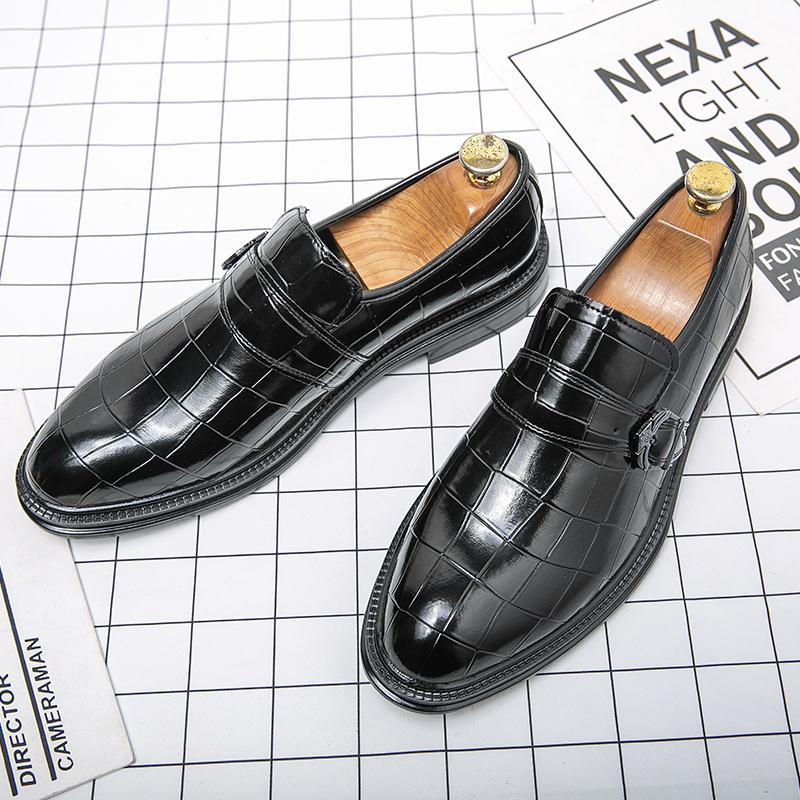 Fashion Luxury Brand Men Shoes Loafer Shoes Men Casual Leather Side Metal Buckle Shoes Mens Dress Shoes Black and Blue Platform Shoes