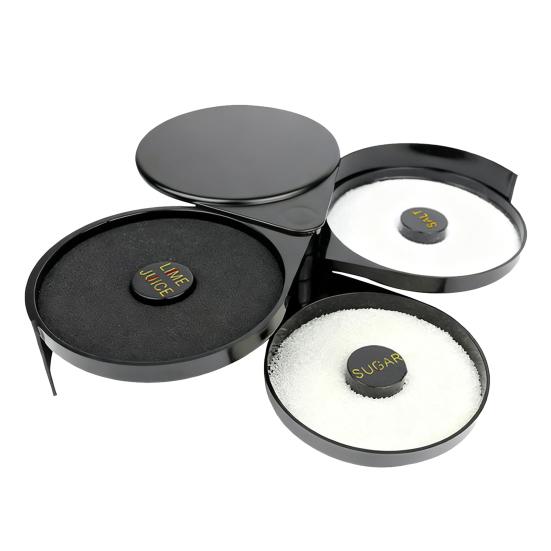 3-Tier Margarita Salt Rim Box for Large Glasses Double Compartment Glass with Juice Sponge Reusable Cocktail Bar Side Essential