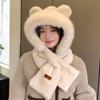 Plush Beanie Hat Scarf Thickening Neck Warmer Winter Ear Protection Cap for Women