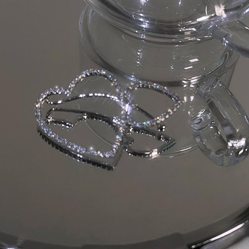 Двойные стразы, полые сердечки, манжеты для ушей, женские блестящие серьги с кристаллами «Любовь», поддельные серьги без пирсинга, ювелирные изделия для ушей, бижутерия