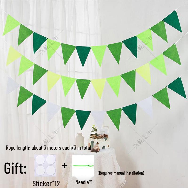 Yellow-Green Felt Pennant Bunting for Kids' Birthday or Kindergarten Decor