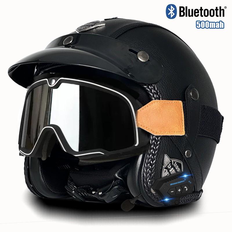3C Certified Retro Style 3/4 Motorcycle Helmet Men Women ABS Half With Bluetooth Compatible Visor Options