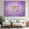 Элегантный фон для 75-летия, Гламурный фиолетовый дизайн с номером 75, инкрустированным бриллиантами, и блестками, Праздничный декор стены для юбилейной вечеринки
